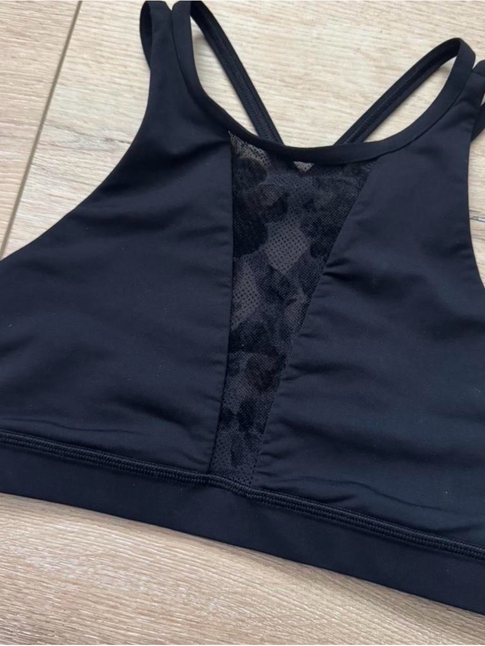 lululemon athletica Black Mesh-Insert Sports Bralette